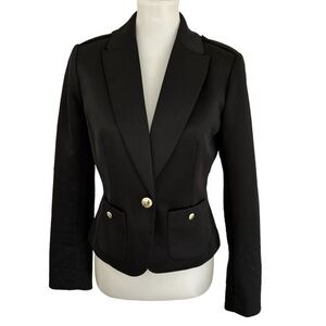 New York Company stretch black blazer with gold buttons